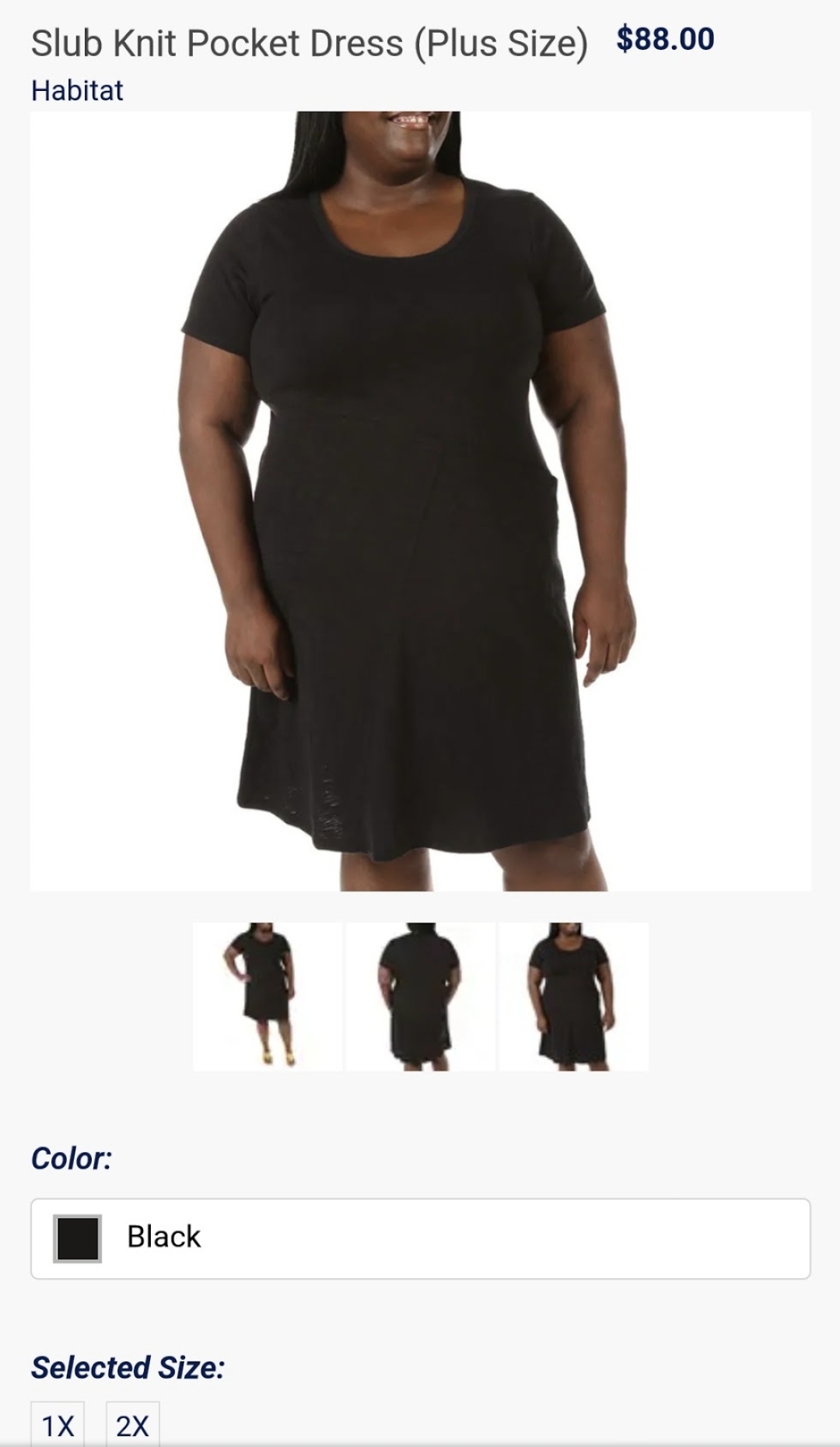 A simple black pocket dress is presented with a relaxed stance, offering a clear view of the shape, length, and everyday styling.